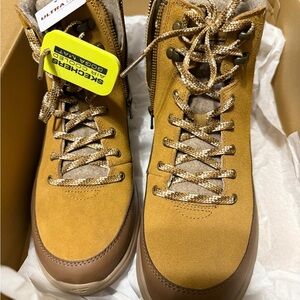 Skechers Women's Go Walk Tan and Brown Lace-Up Boots